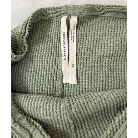 Anthropologie Nori Waffle Thermal Top Sage Green Oversized Boxy Long Sleeve XS - Picture 3 of 12
